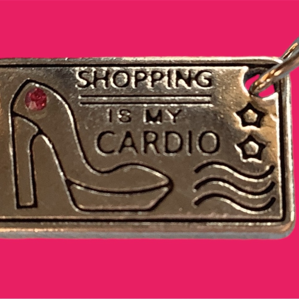 Set of 4 charms, KEEP CALM GLAMOUR ON,  SHOPPING IS MY CARIO, KEEP ON SHINING - Picture 3 of 7